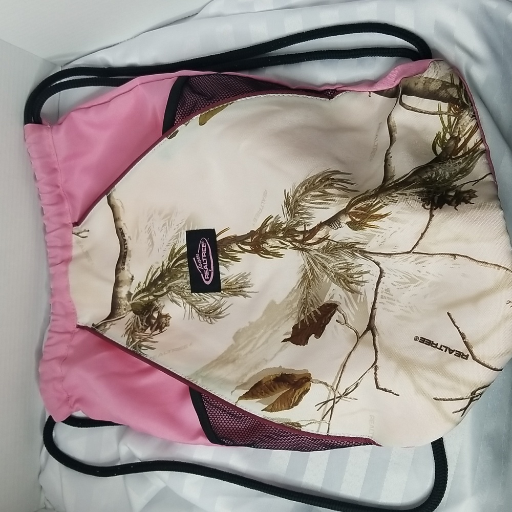 REALTREE PINK CANVAS DRAWSTRING BAG BACKPACK